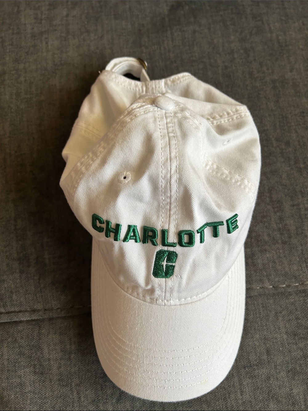 NWOT Charlotte Green-Embroidered White Baseball Cap